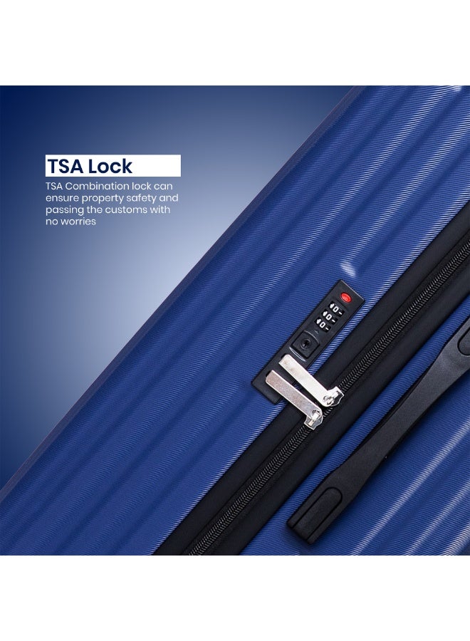 سبيس مجموعة حقائب سفر من 3 قطع، بجوانب صلبة وعجلات دوارة وخفيفة الوزن من مادة ABS، مناسبة للسفر، 28/24/2020 - أزرق داكن - Image 5